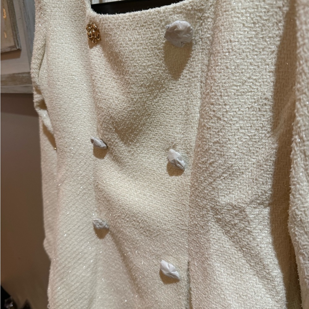 MABLE Cream Tweed Blazer and Skirt Set – Size L (10/12) - Picture 3 of 7